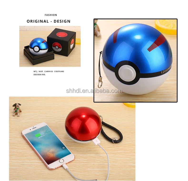 2022 Popular Pokeball Power Bank from China Ball Shape Power Banks 10000mah Phone Charger from Factory