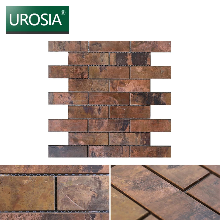 Luxury Smooth Golden Copper Linear Mosaic Wall Tile Luxury Factory Provide Copper Bronze Strip Metal Mosaic Tile