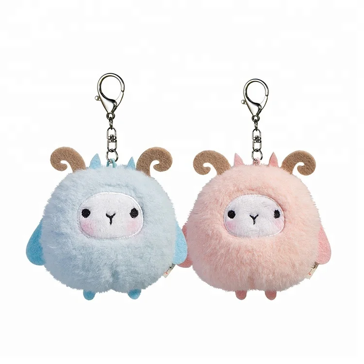 10cm cute round shape pink sheep keychain plush