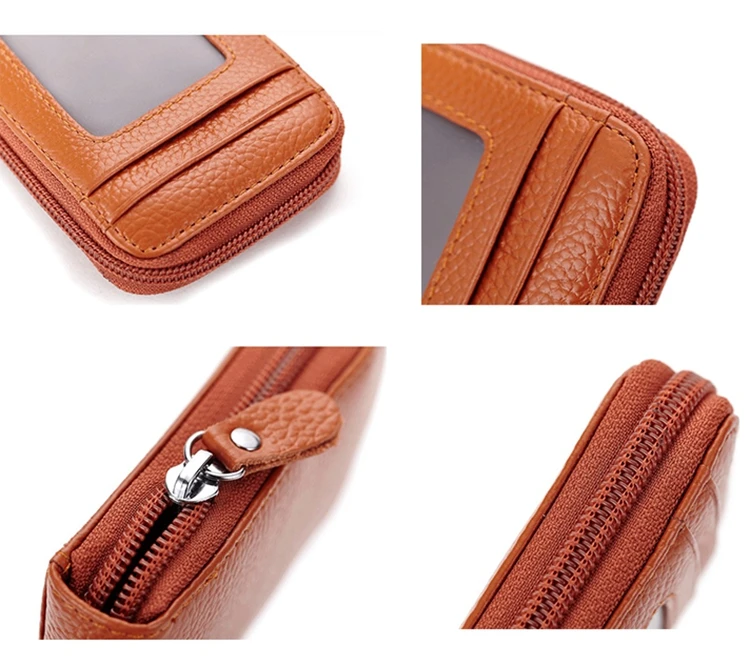 multi-function RFID blocking leather accordion zipper card holder wallet for women wholesale