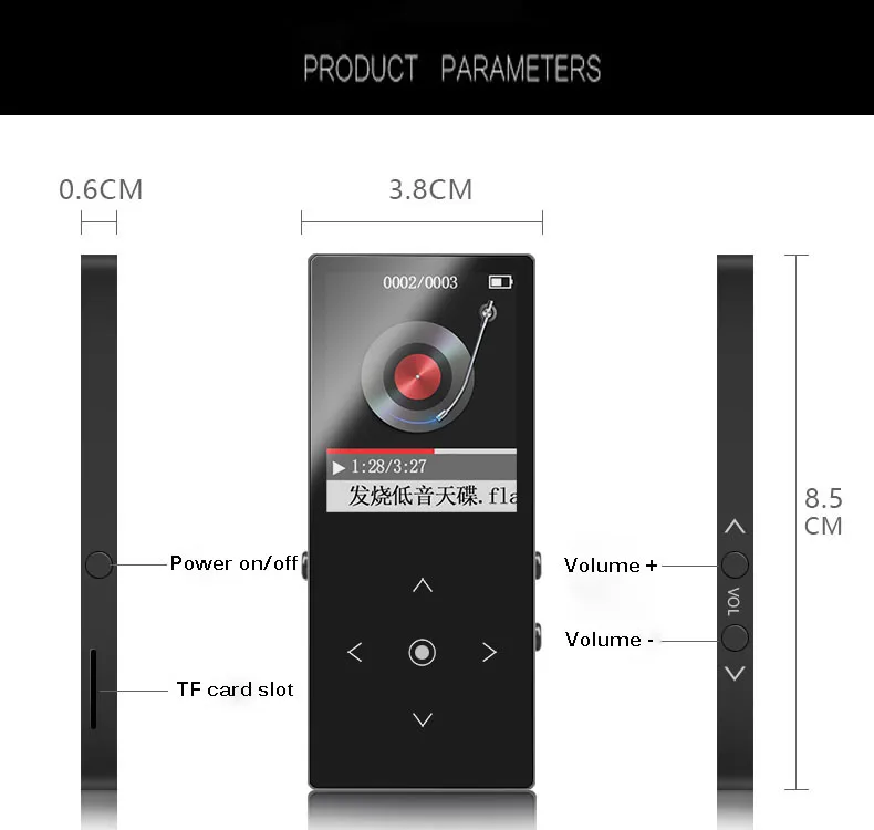 High quality mp3 player music player support TF Card, FM Radio, Recording, E-book, Video and pictures