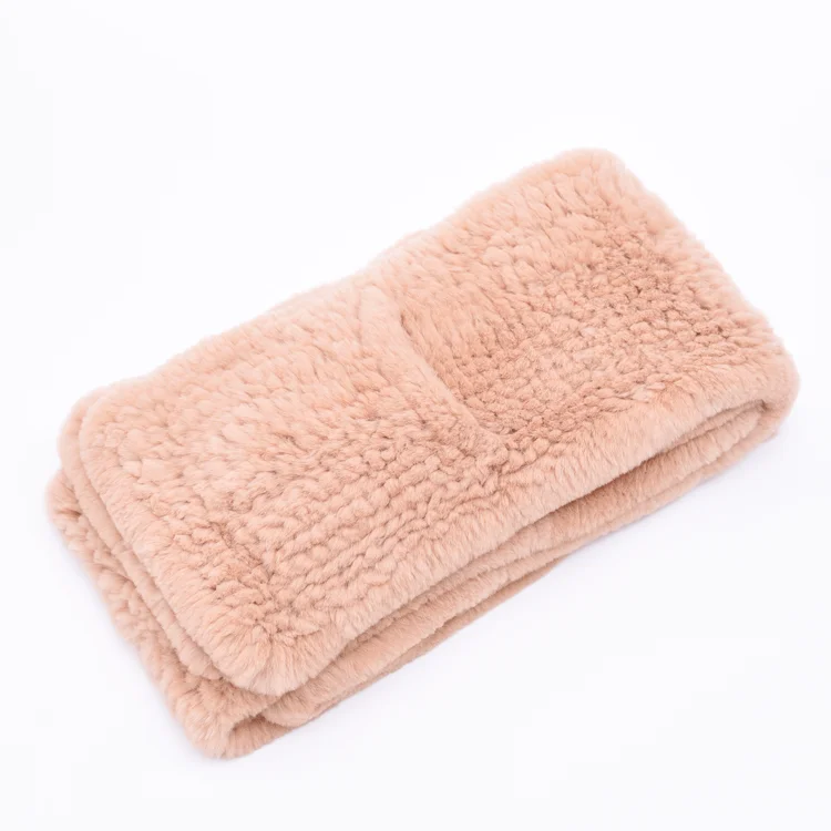 Winter warm fur scarf shawl for ladies knitted rex rabbit fur scarf for women