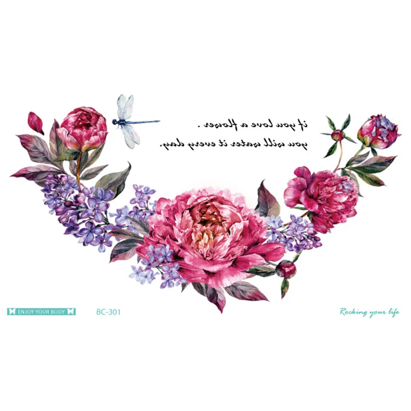 BC 001-305 нагрудная Гирлянда для груди цветок Временная тату-наклейка долговечная водостойкая переводная тату-наклейка