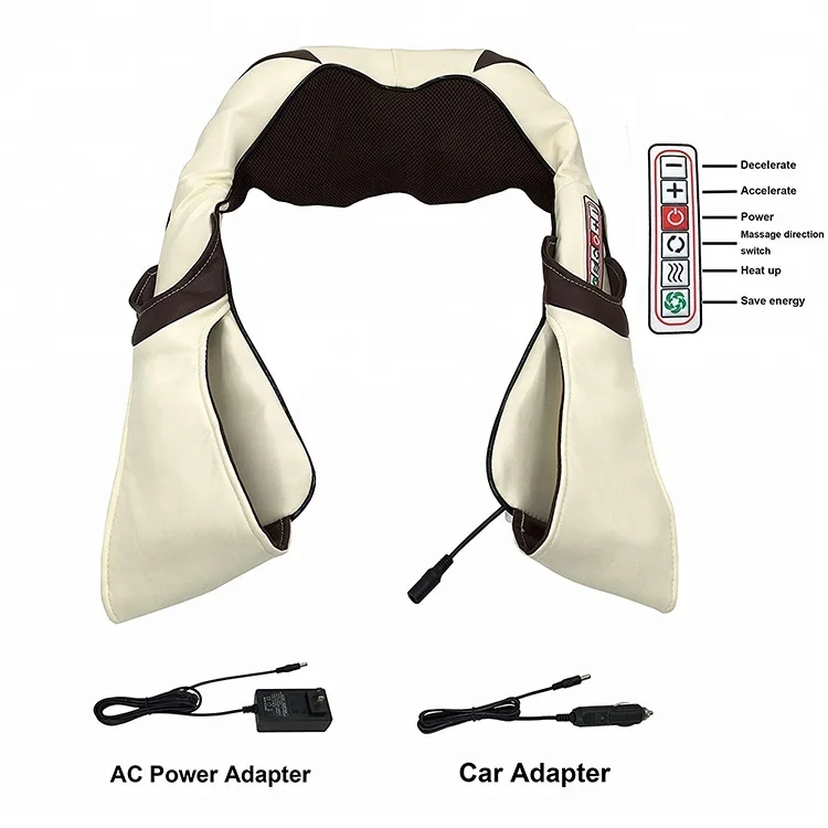 CE RoHS shiatsu cervical electric massage shawl with heat neck back plus massager