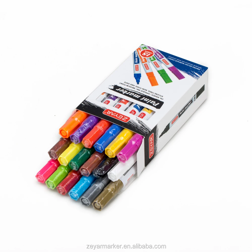 ZEYAR 21 color Set of medium point Tip oil based paint marker pen valve-action multichem ink teibow tip