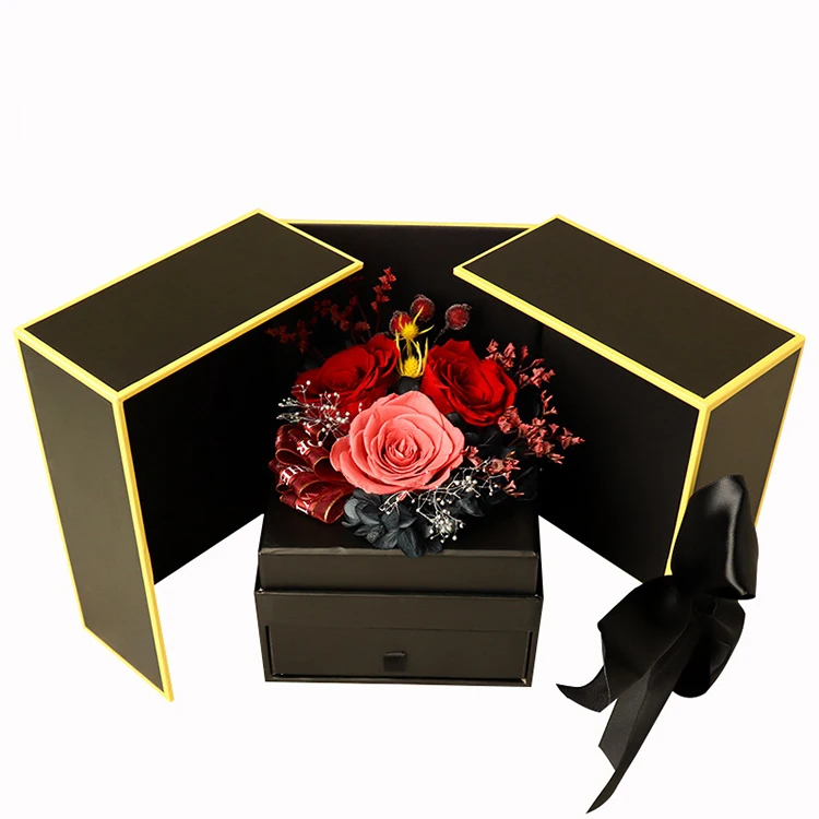 Best Gift Everlasting Real Preserved  Roses Flower With Jewelry Drawer Gift Box