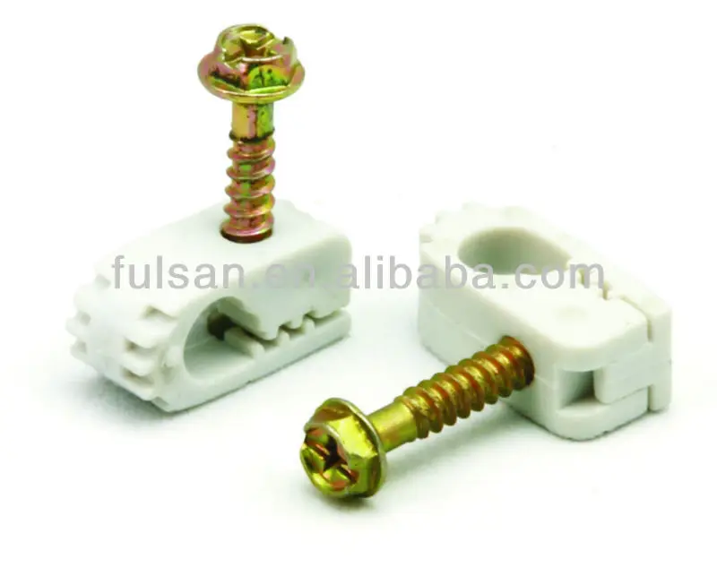 Single Coaxial Cable Clips,Cat6,Electrical Wire Cable Clip,1/4in(6mm)Screw Clip and Fastener,Black/White(100Pieces per Bag)