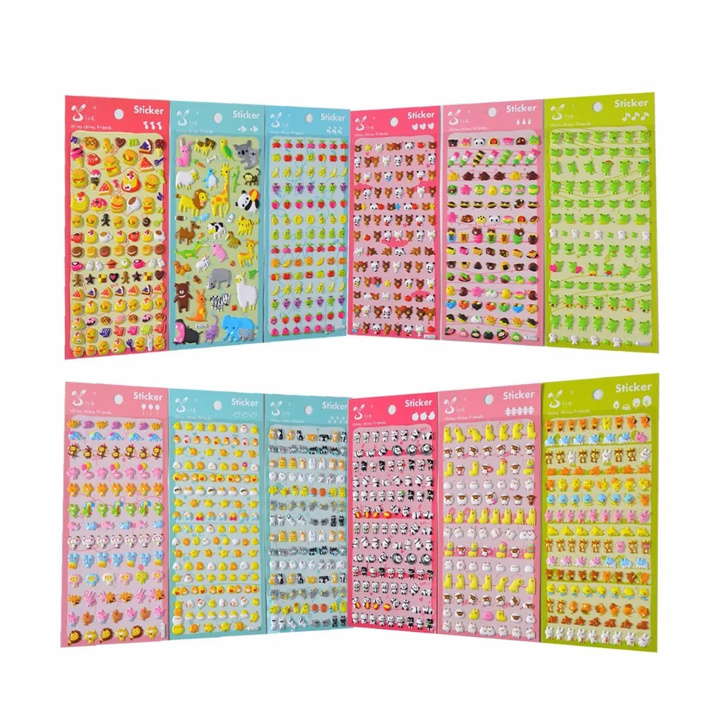 Пользовательские клейкие Мультяшные 3D пышные наклейки для детей