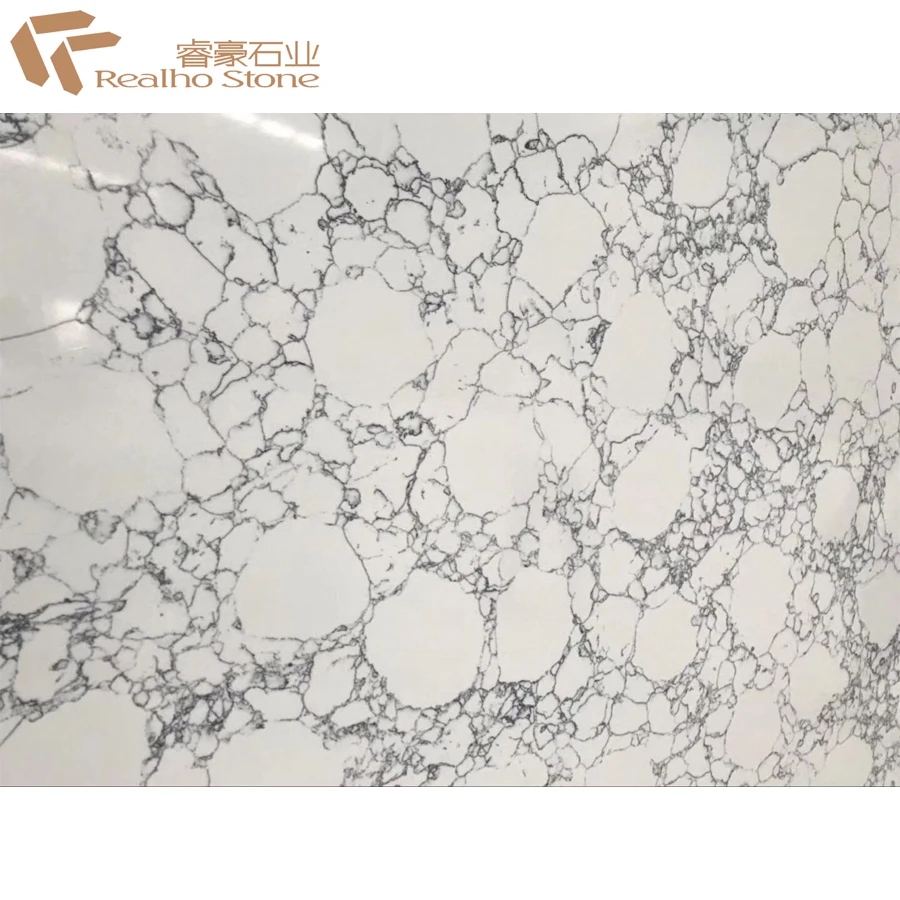 Artificial Stone Quartz Slab Landscape White Quartz For Tile and Bar Top