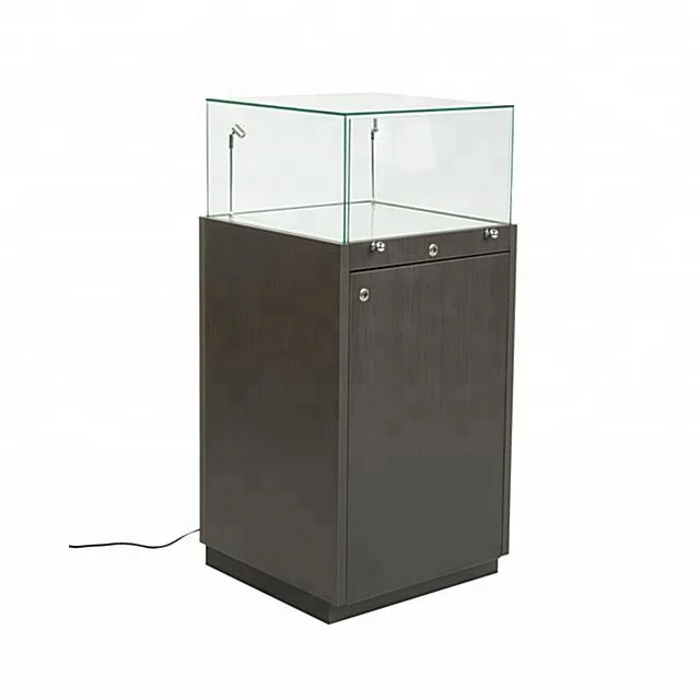 Frameless Glass Top Jewelry Pedestal Display Case With Sliding Drawer Exhibit