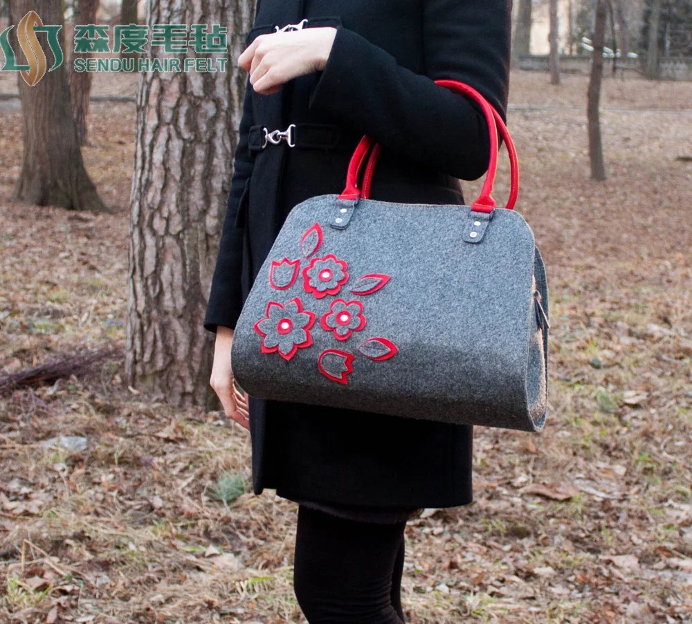 New Fashion eco friendly  felt custom design Shoulder bag Felt Women handbag