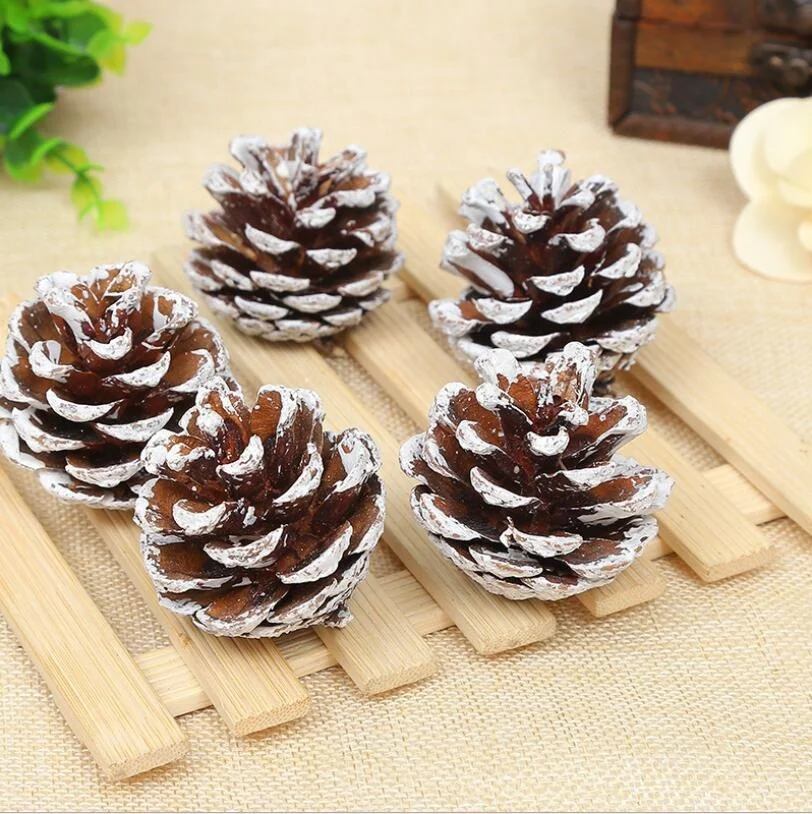 
Snow Flocked Christmas Pine Cones Ornament Natural Dried Pine Cones Crafts Fall Winter Holiday Xmas Decoration Supplies 