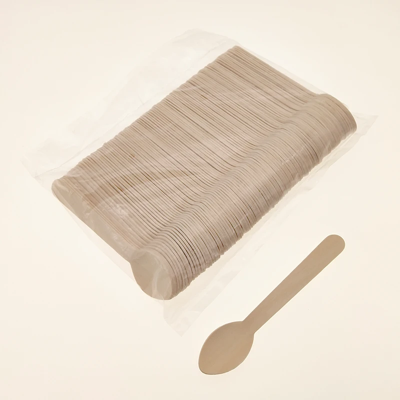 Wooden Mini Spoon 96mm Eco-friendly Free Samples Spoons for Sale Biodegradable and Compostable Disposable Birch