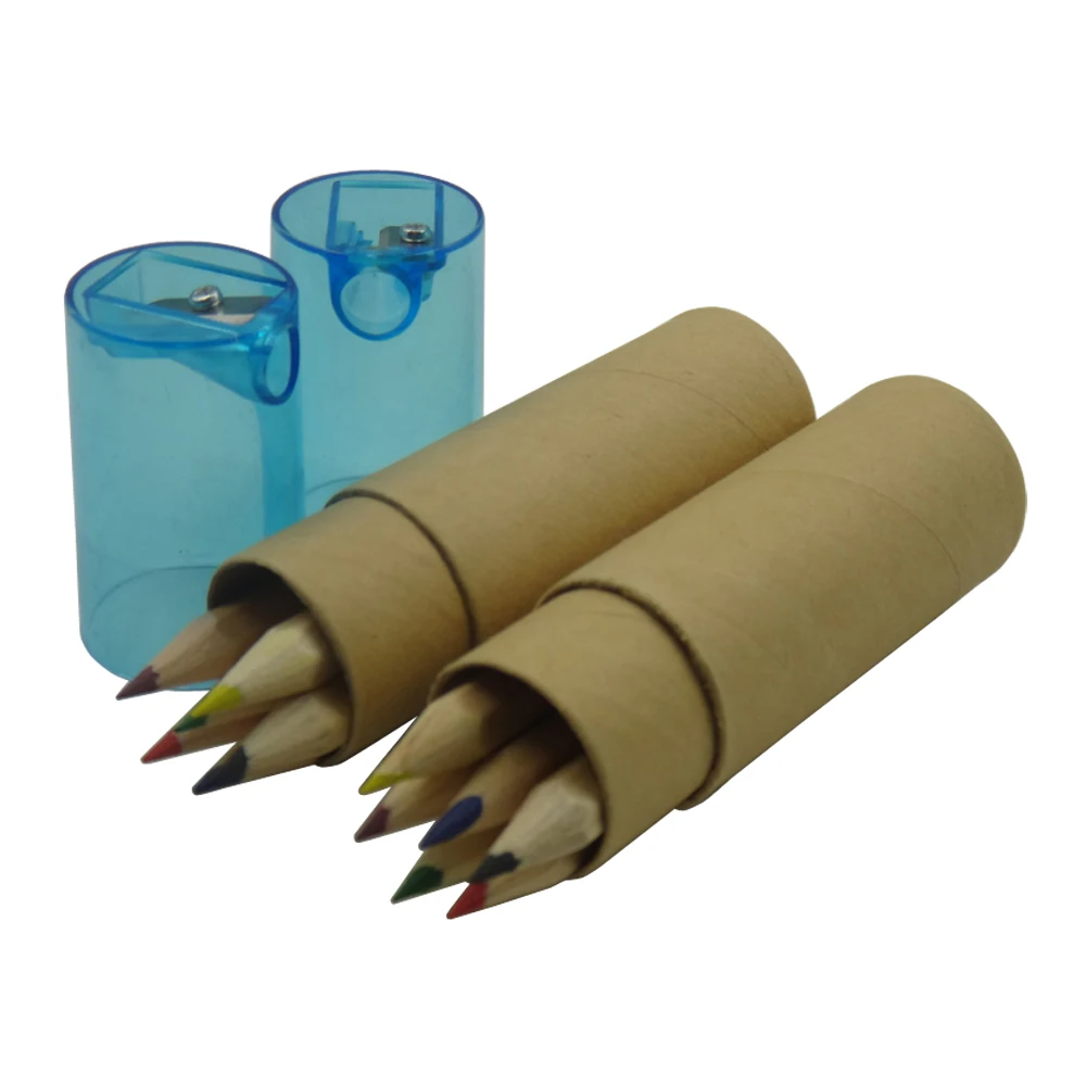 Professional Manufacturer Mini Colour Pencils Tube Box Packed Art Drawing Set 12 Colored Pencils Custom Wooden Pencil 6 Colors