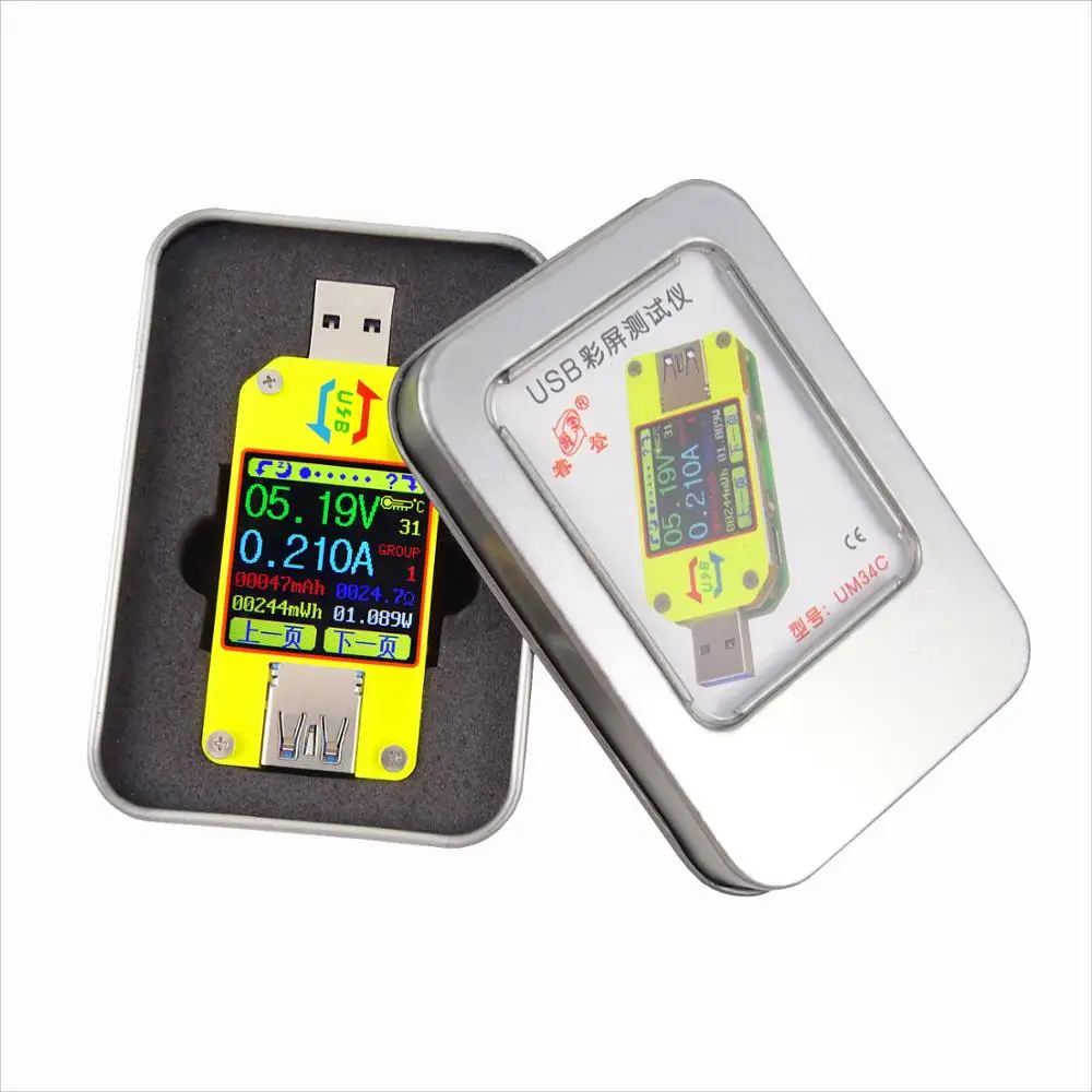 UM34 UM34C for APP USB 3.0 Type-C DC Voltmeter ammeter voltage current meter battery charge measure cable resistance Tester