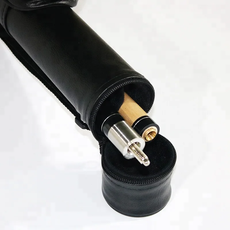 Black leather 1/2 pool sport billiard cue case with cheap price