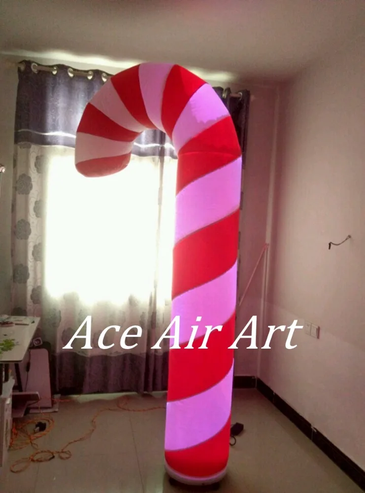 Christmas Advertising Inflatables RGB LED Lighted Base Inflatable Candy Cane for Decorations and Holiday Events