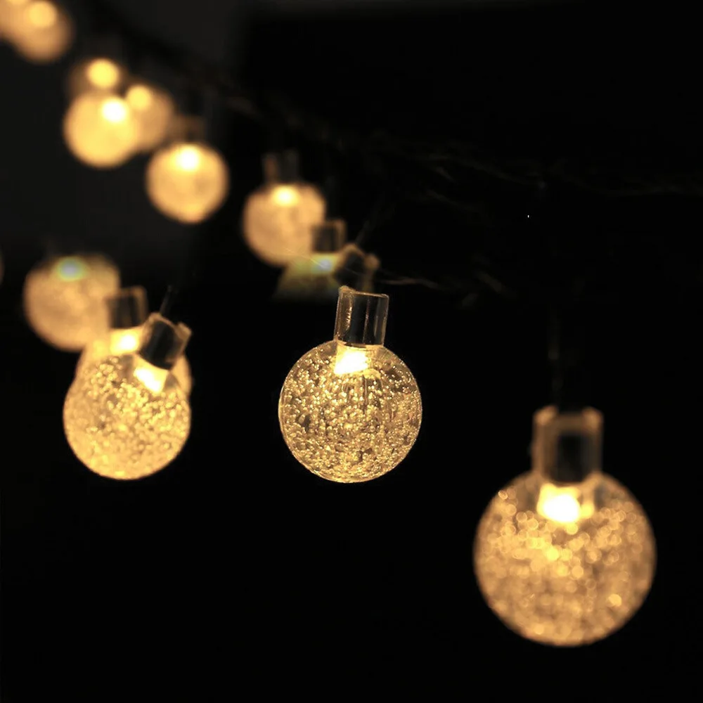 Led Glass Christmas Ball String Lights Solar Powered  For Christmas Tree Decorations