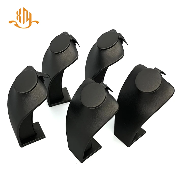 
XIANGYU Factory Wholesale Custom Black Leather Jewelry Bust Mannequins Necklace Display Stand 