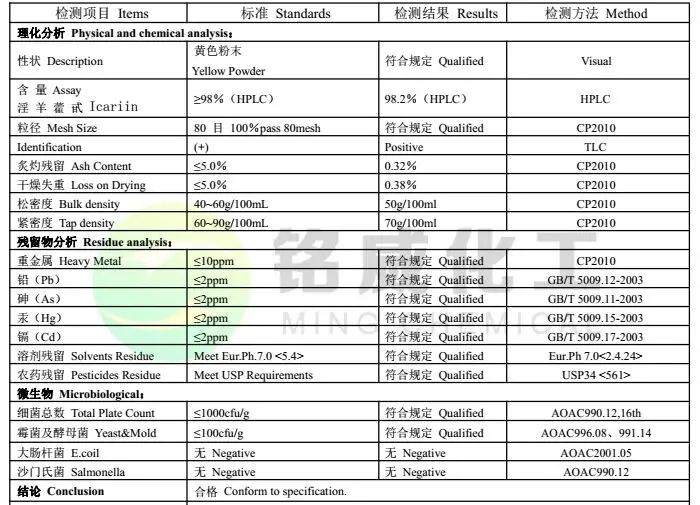 Pure Natural Organic Icariin Epimedium Herb Leaf Extract 10% Icariin Powder