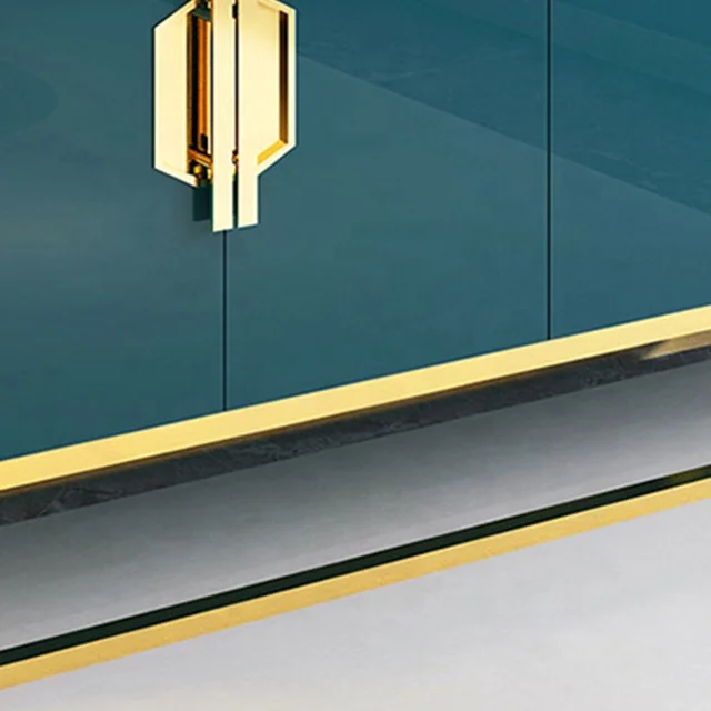 Темно-синий деревянный Золотой металлический каркас шкаф консоль стол