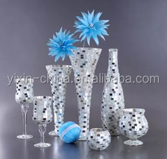 Handmade New Design Resin Mosaic Glass Flower Vases/Glass Mosaic Mirror Vase