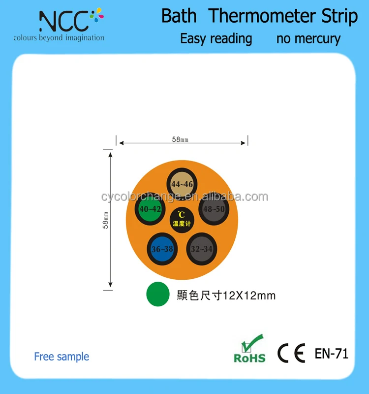 
Lcd Bath thermometer strip with self adhesive sticker 