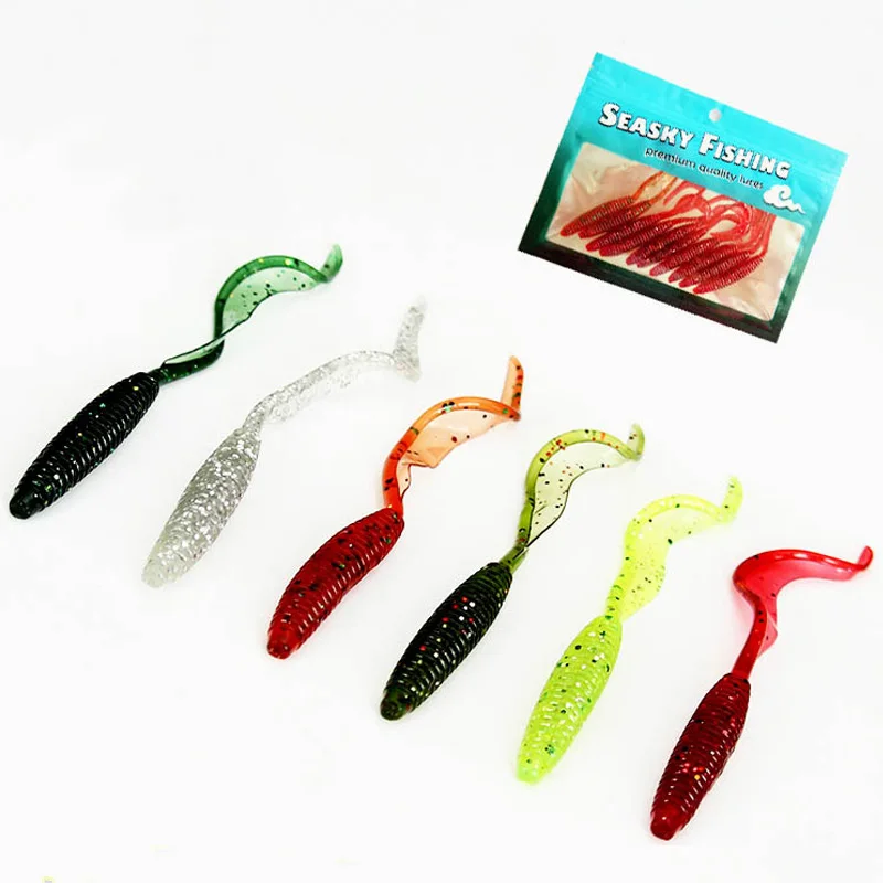 9.5cm single long tail soft maggot grub lure worm silicone fishing bait lure