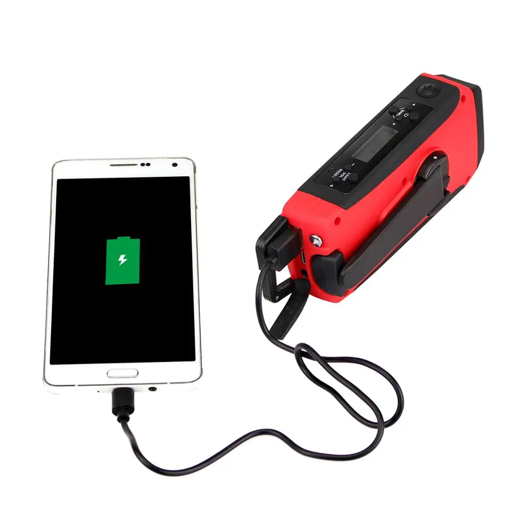 Digital Emergency Solar Hand Crank FM/AM/NOAA Weather Radio with LED Flashlight & Phone Charger & Screen