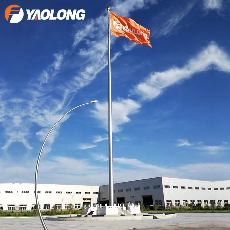Yaolong Aluminum Alloy Electric Motorized Flag Pole Hot Dipped Galvanized Welding Flagpole