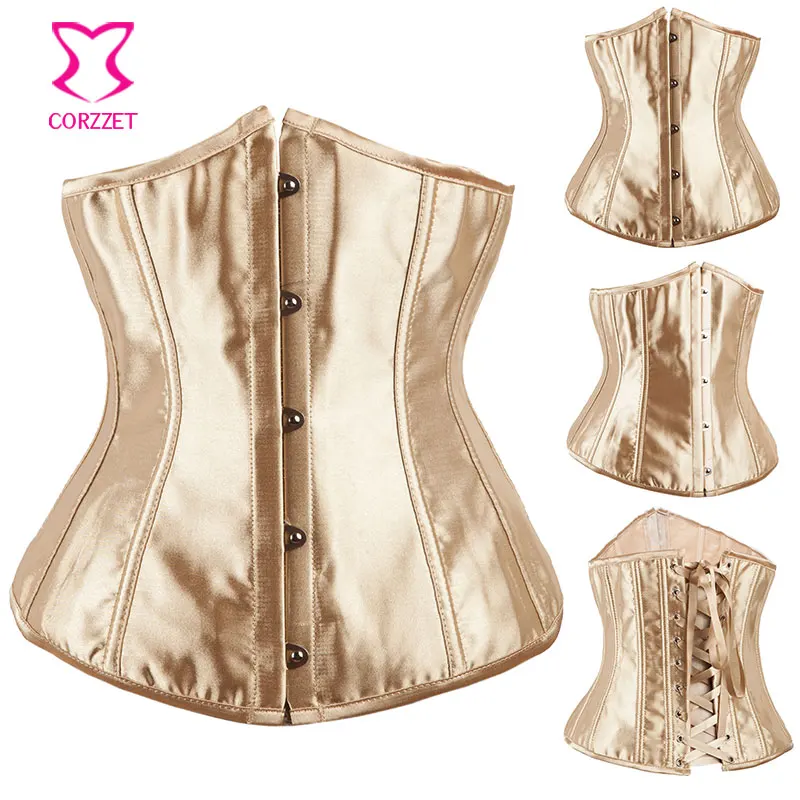 2686A Satin Underbust Back Lace Up Closure Front Buckle Steel Bone Steampunk Guangzhou Factory Wholesales Pricing For Women