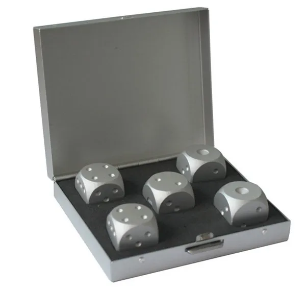 5in1 Golden Aluminum Alloy Drinking Game Dice Set Portable Noble Metal Case Gambling Poker Chips Bar Party Dominoes Mens