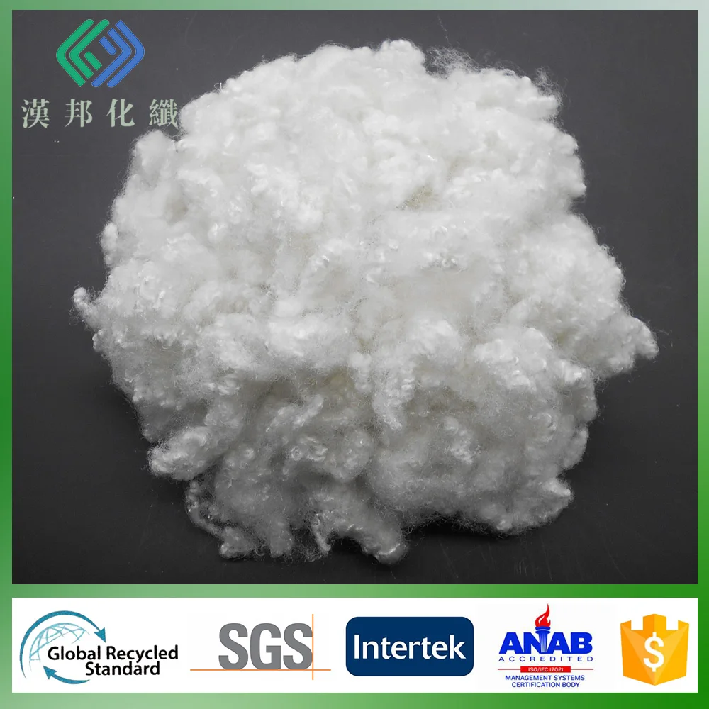 
GRS standard and BS5852 certificate wholesale 15D/64mm recycled flame retardant polyester fiber for padding wadding 