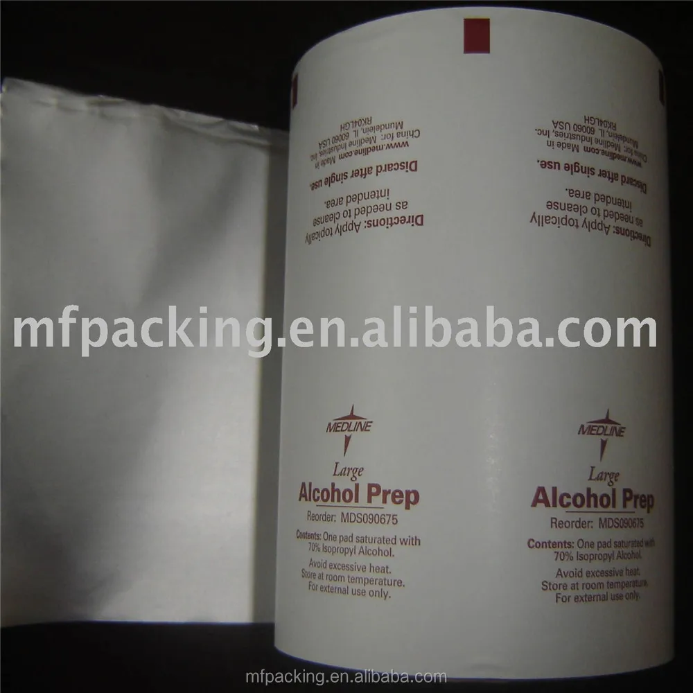 Printed High Quality Laminated Aluminum Foil/paper/pe Film For Alcohol Swab