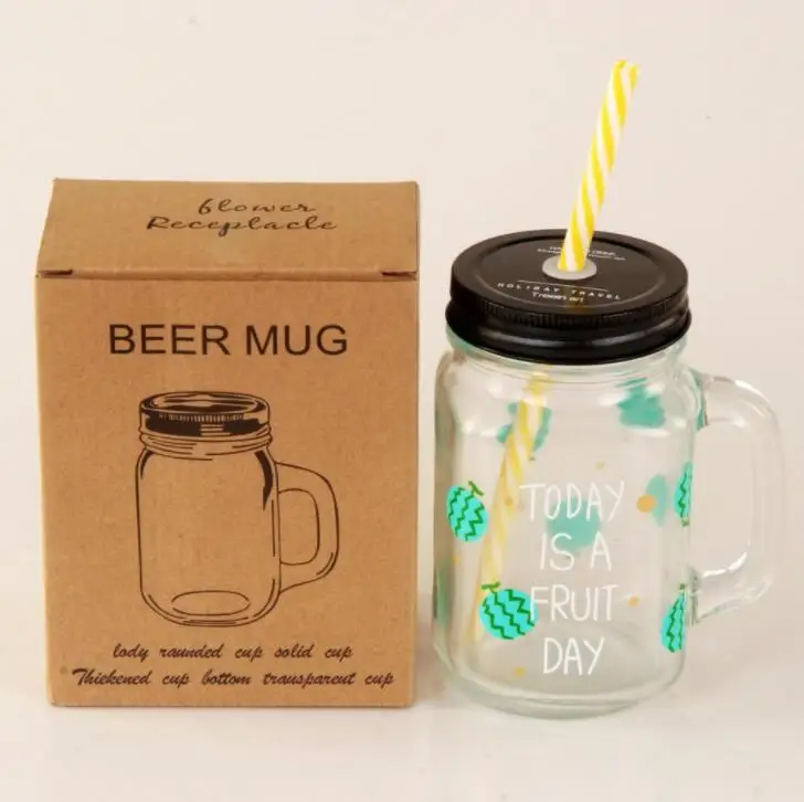 import manufacture wholesale 16 oz 500ml Glass Mason mug Jars With Straw Lid For Beverage