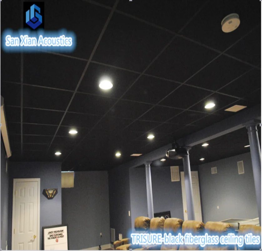 
2x4 acoustic black fiberglass ceiling tiles cheap ceiling panel 