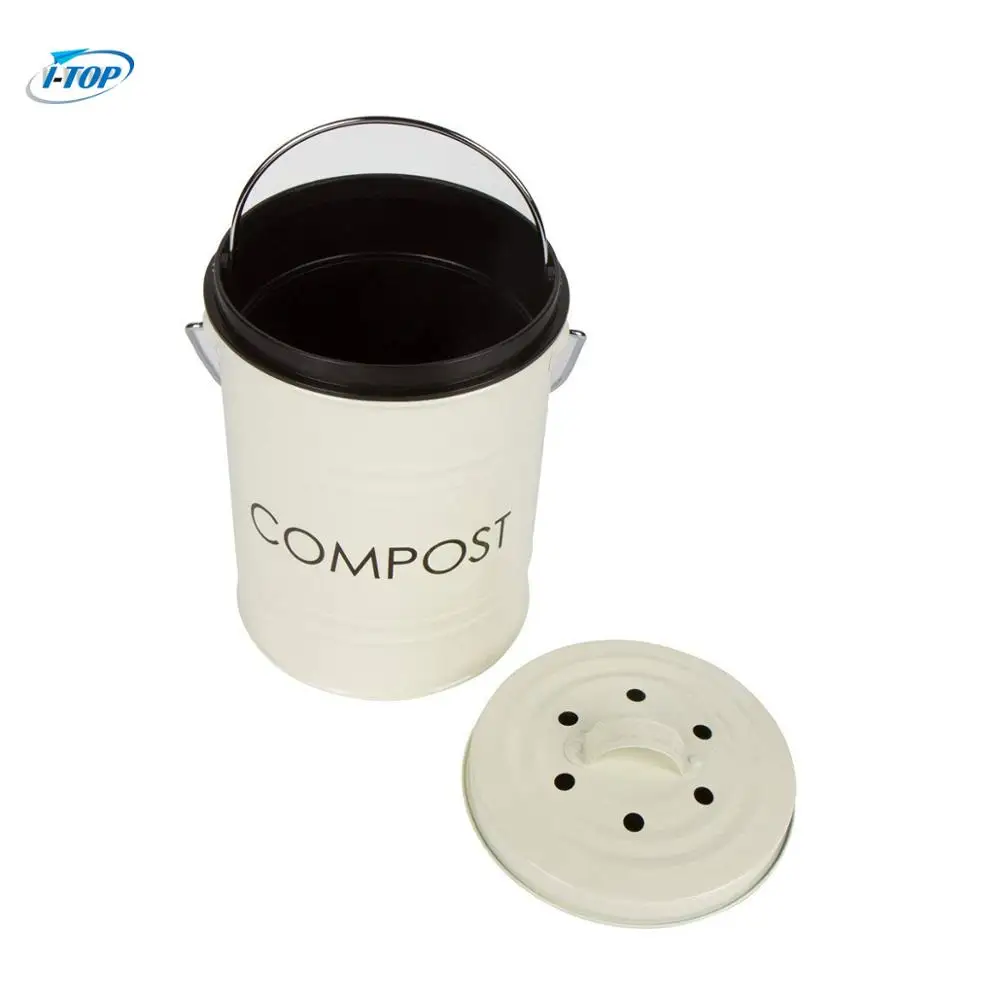 
galvanized steel in powder coating kitchen compost bin pail bin with activated filters 