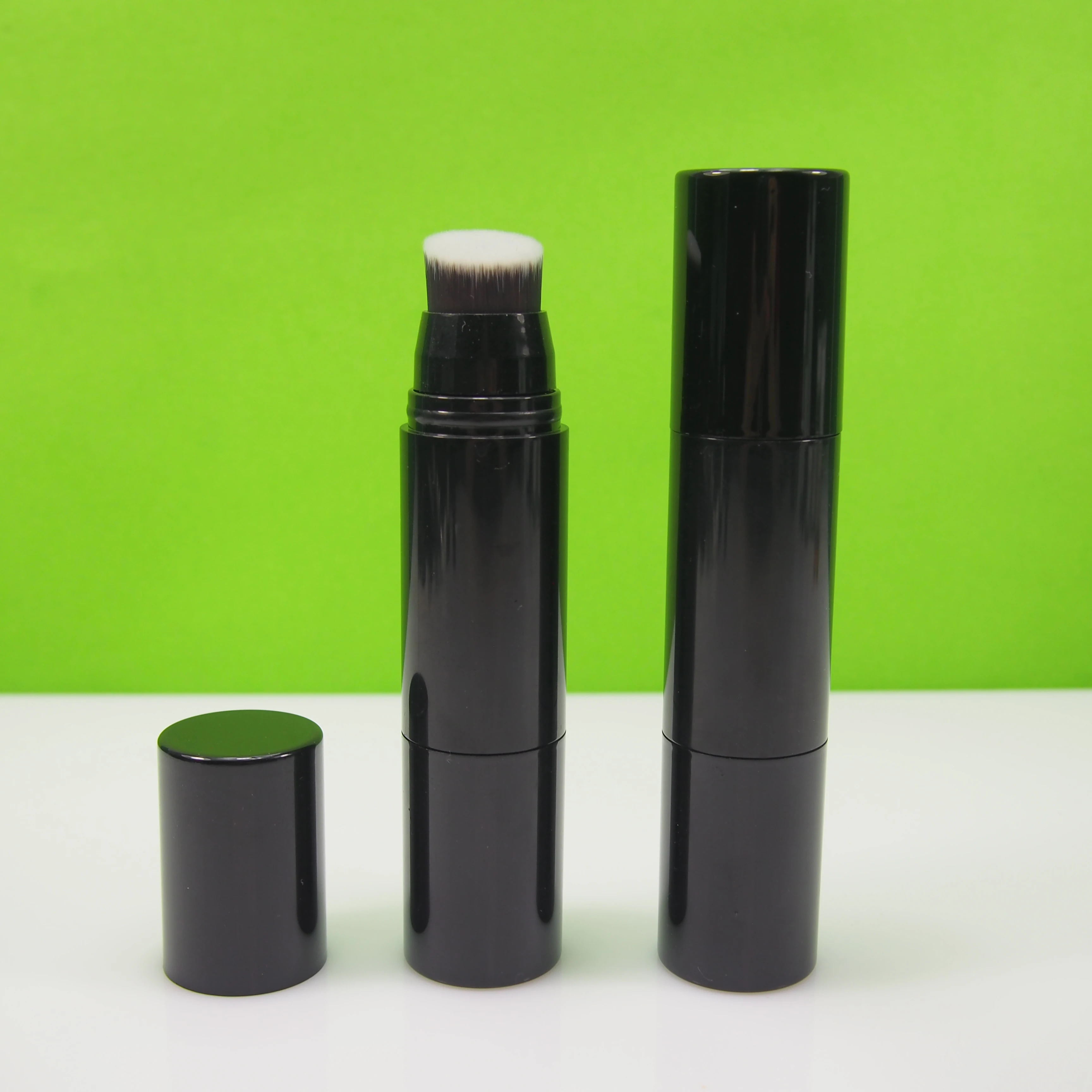 black cosmetic concealer  foundation stick tube  case with brush