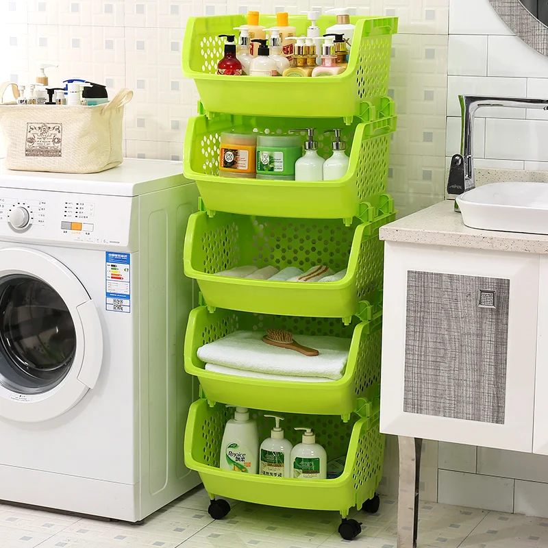 
Hotsales four layers plastic storage rack kitchen wall rack 