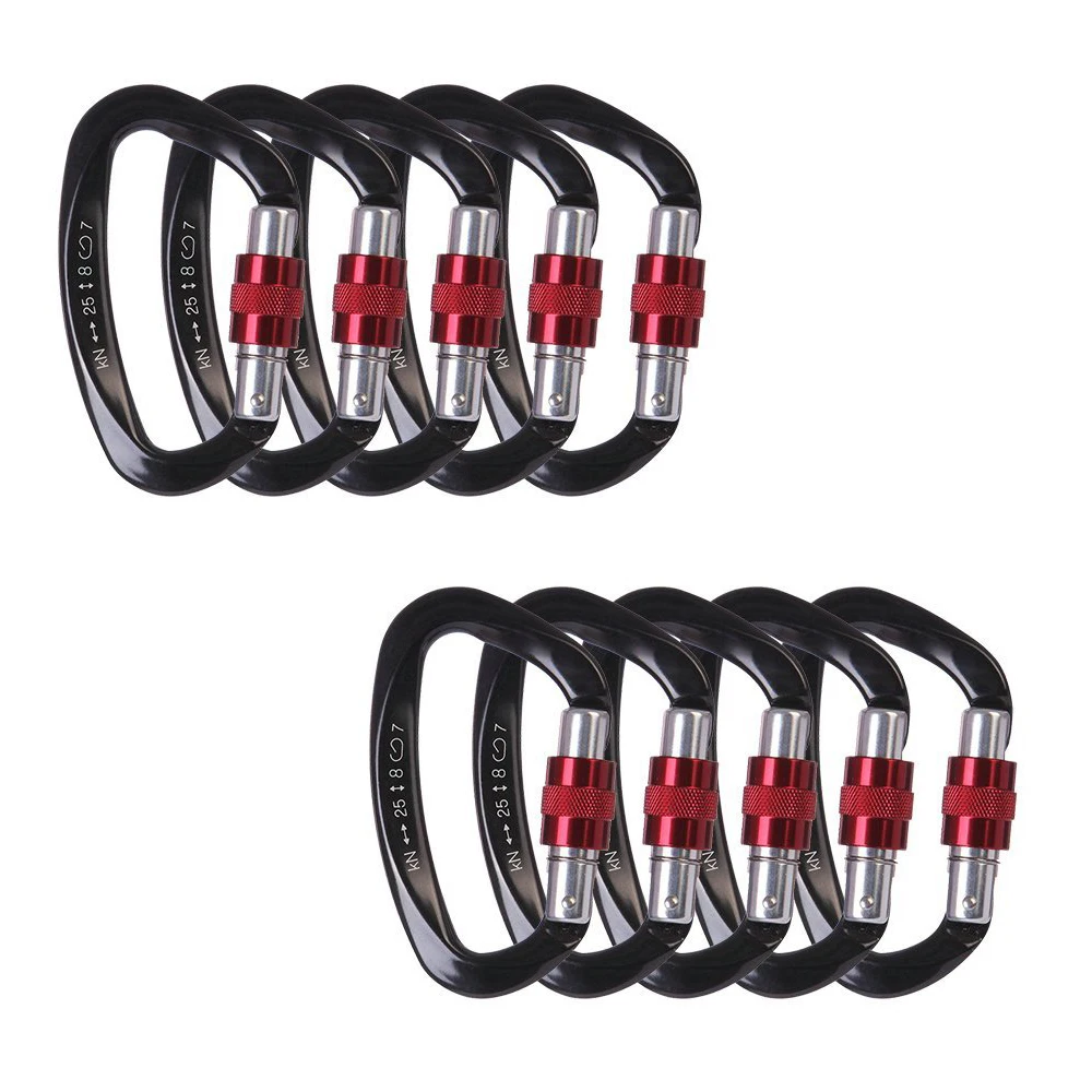 Camping equipment Rock Climbing Carabiner D-shaped Hot-forged Magnalium Locking Climbing Hook Outdoor Sport Tools CE Certified