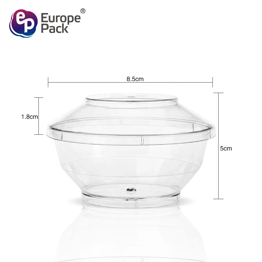 Dessert supplies disposable clear round design ice cream bowl bowl with lid