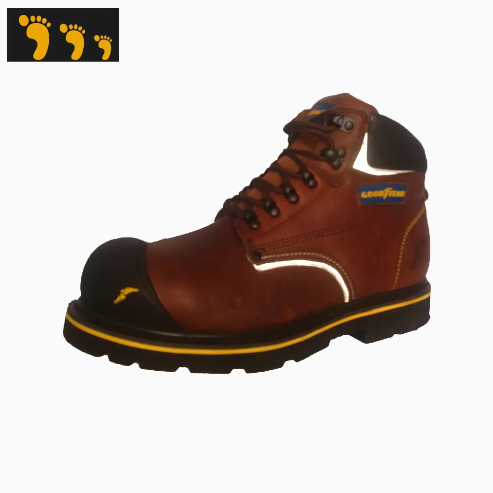 
Brown steel toe cap thick-soled industrial safety work natural leather shoes 