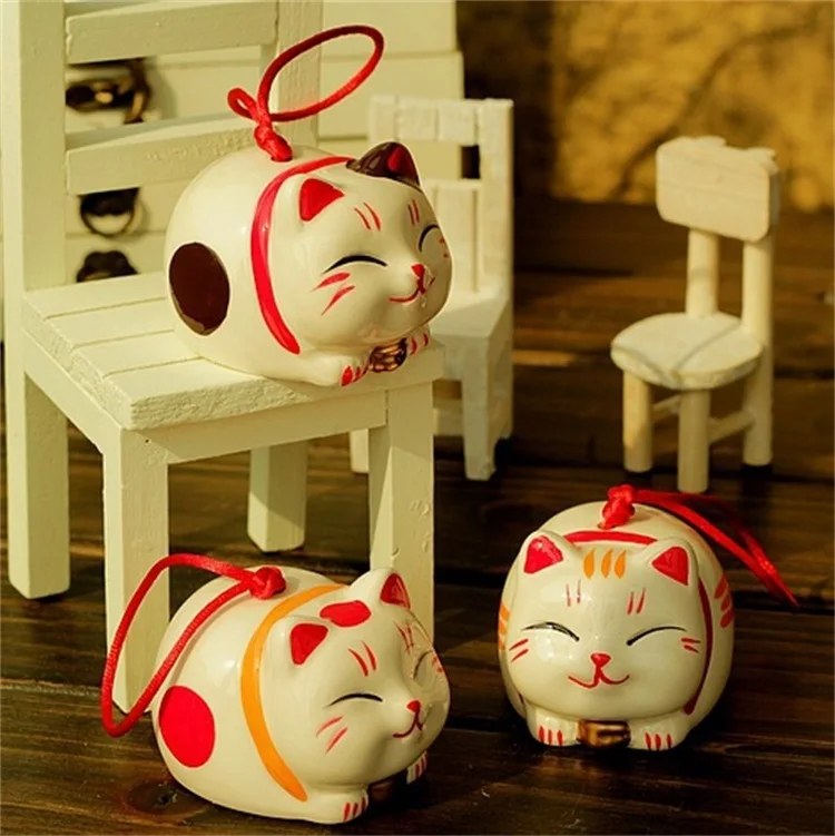 
Home Accessories Exorcise Evil Spirits Popularity Lucky Cat Ceramic Wind Chime 