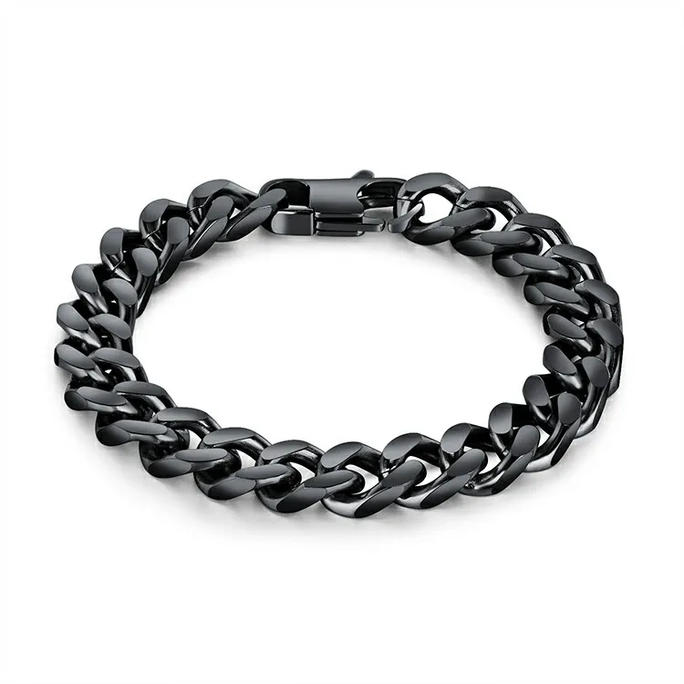 Luxury Fashion Men Jewelry Black Stainless Steel Big Chain Bracelet