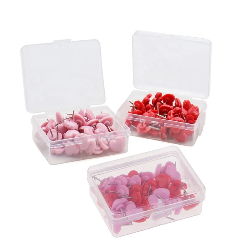 Free Sample And Best Price Novelty Decorative Office Push Pin Pink and Red Heart Shaped Plastic Push Pins 50pcs One Box