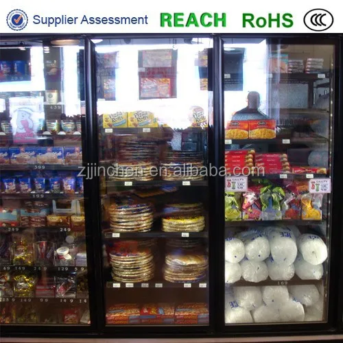 glass door freezer storage for frozen food with whole handle