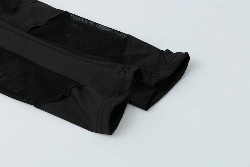 Black Lace High Waist Sport Pants Women Transparent Mesh Sexy Pants Gym Leggings Running Jogging Polyester Material