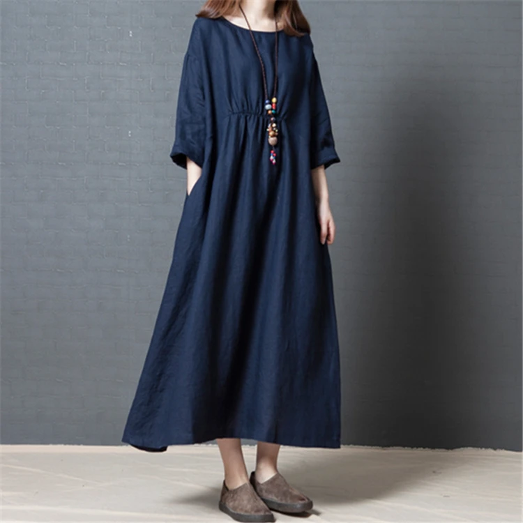 
New Fashion Women Long Linen Dresses in Stock 
