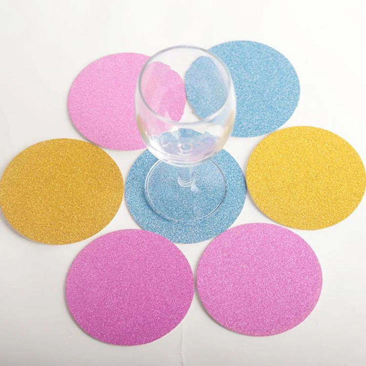 Wedding Cup Pads Glitter Round Card Paper Coaster Placemat Paper Doily for Wedding Party Home Table Decoration