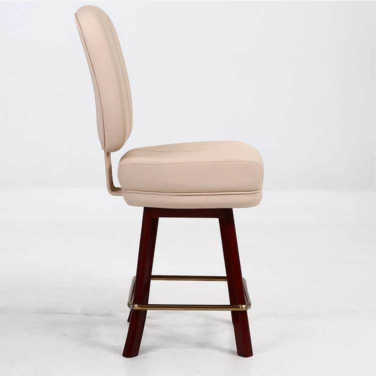 Excellent Manufacturer Casino Furniture Wood Rice White Thick Textured Leather Fixed Poker Chairs
